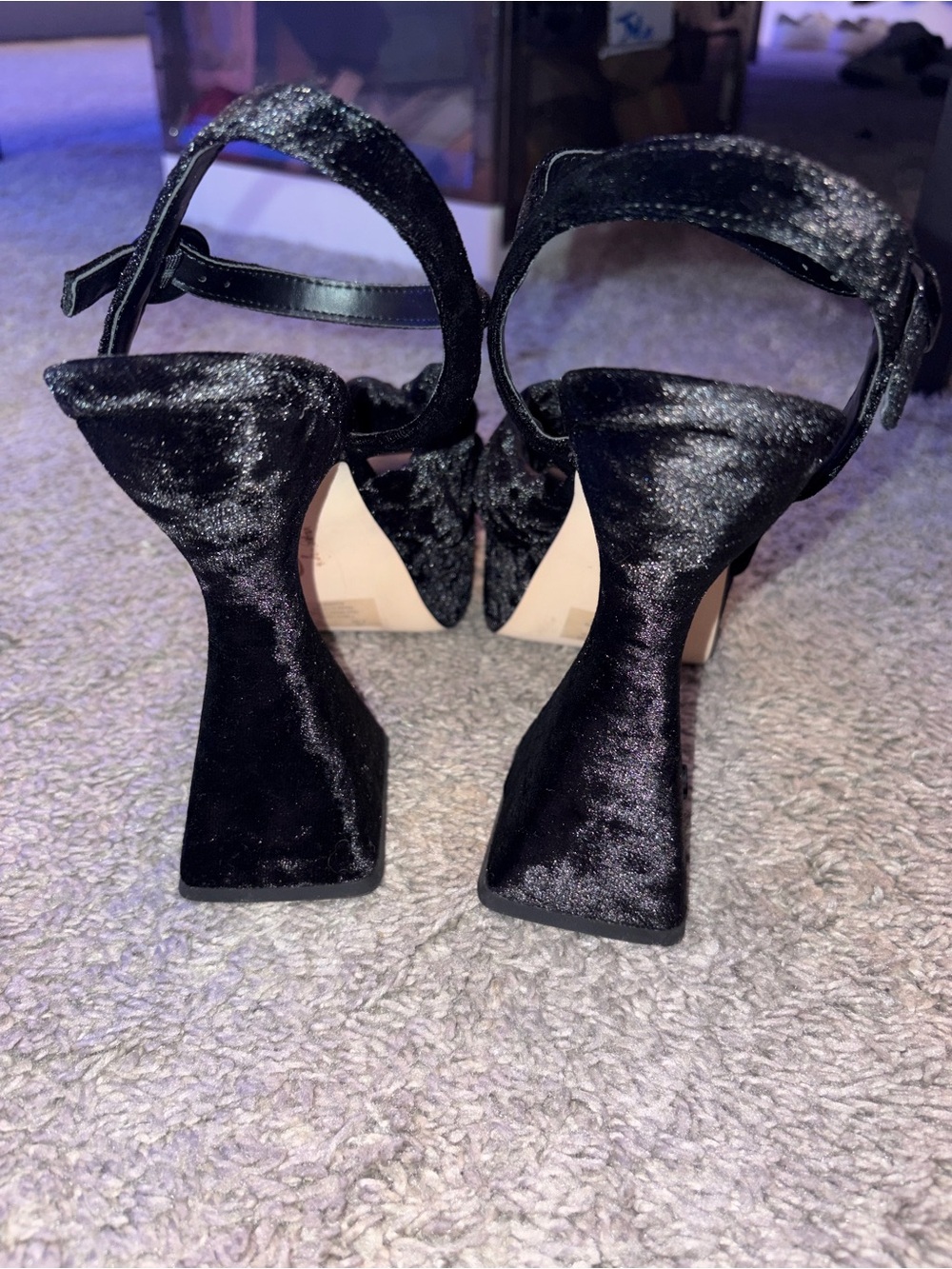 🖤 Circus NY by Sam Edelman "Audrea" Crushed Velvet Platform Sandals 8.5 - Picture 7 of 14